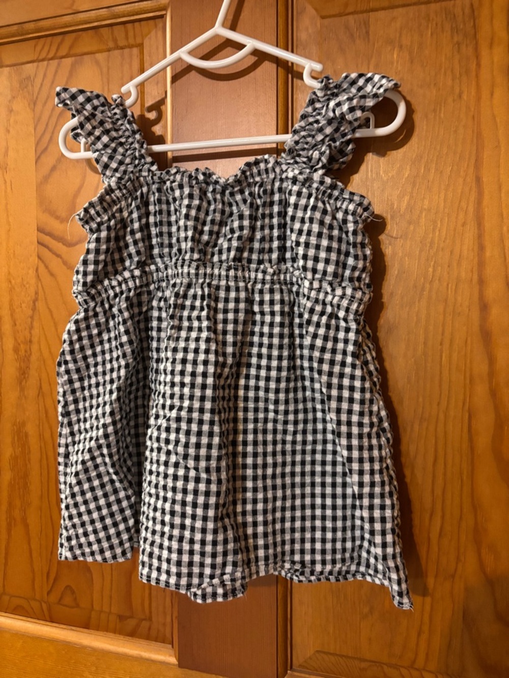 Bonnie Jean Black & White Gingham Girls' Bee Applique Blouse - Picture 2 of 3